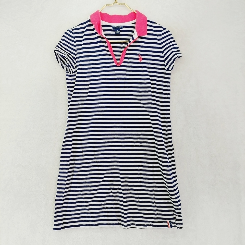 U.S. Polo Assn. Black & White Striped Short Sleeve Polo Shirts 687